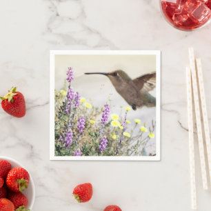 Servilleta De Papel Hummingbird y Wildflowers Arte Digital