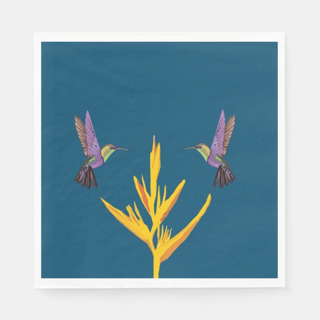 Servilleta De Papel Hummingbirds Flor amarilla (Anverso)