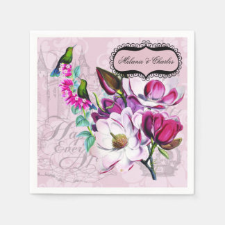 Servilleta De Papel Hummingbirds Magnolias Napkins de papel Boda