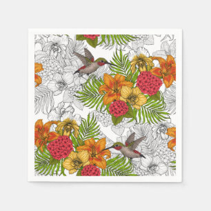 Servilleta De Papel Hummingbirds y el ramo tropical