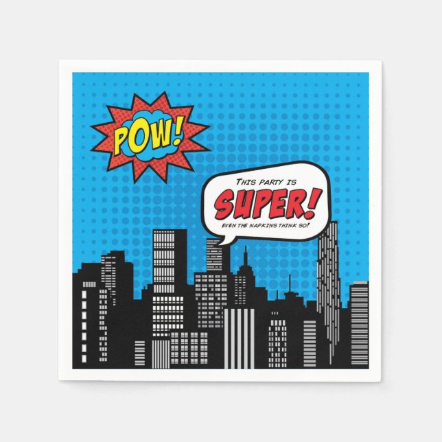 Servilleta De Papel Humor de superhéroe Cocktail Napkin (Anverso)