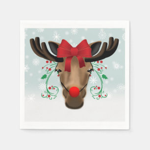 Servilleta De Papel Humor de vacaciones de Navidades de la nariz roja