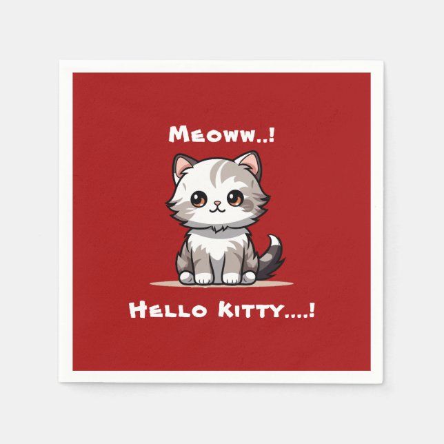Servilleta De Papel Humor divertido de catas de gato lindo (Anverso)