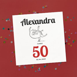 Servilleta De Papel Humor divertido lindo gato bailando boceto blanco 