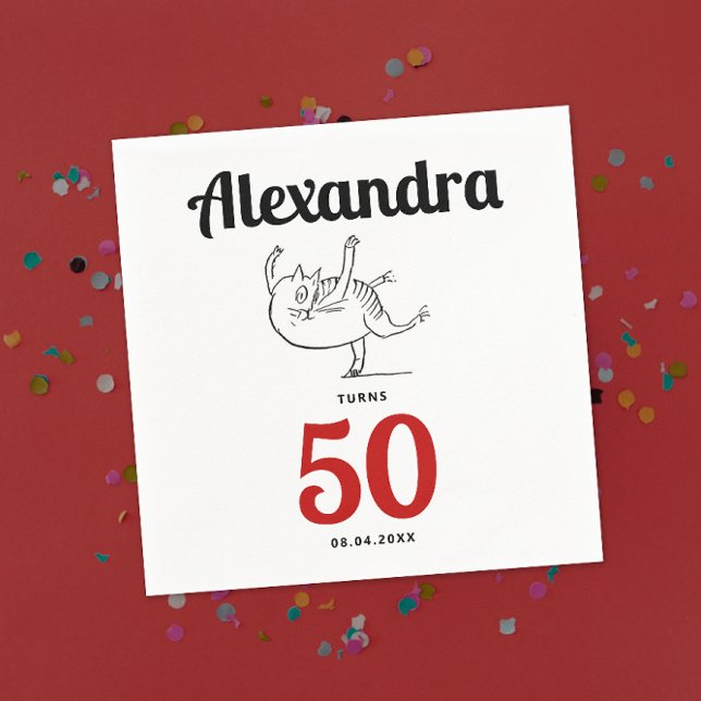 Servilleta De Papel Humor divertido lindo gato bailando boceto blanco  (Subido por el creador)