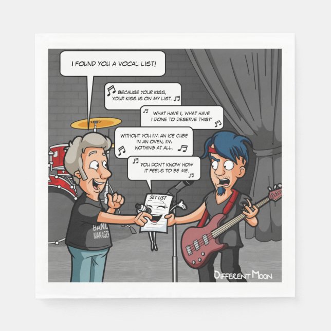 Servilleta De Papel Humor musical vocalista Funny Pun Fiesta Napkins (Anverso)