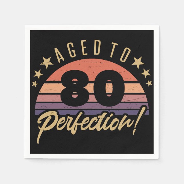 Servilleta De Papel Humor retro 80 cumpleaños (Anverso)