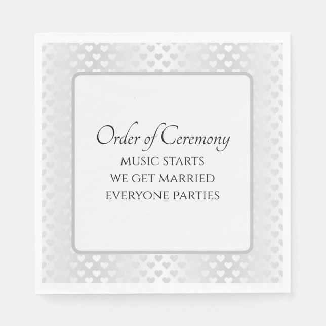 Servilleta De Papel Humorous Wedding Text with Shimmering Hearts (Anverso)