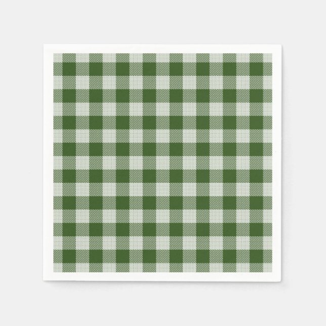 Servilleta De Papel Hunter Green Gingham Plaid Paper Napkin (Anverso)