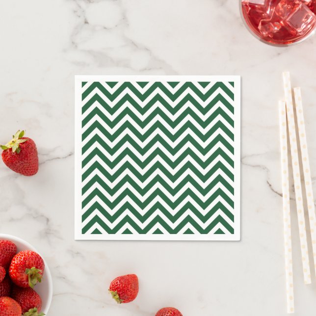 Servilleta De Papel Hunter Green y White Chevron (In situ)