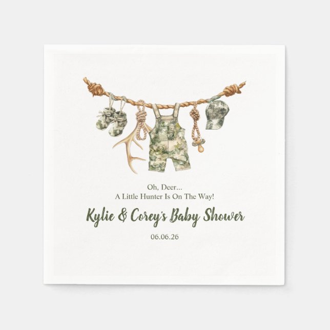 Servilleta De Papel Hunting Clothesline Camo Boy Baby Shower (Anverso)