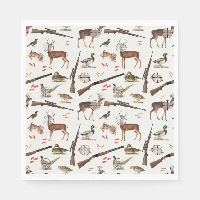 Servilleta De Papel Hunting Wildlife Outdoorsman Pattern (Anverso)