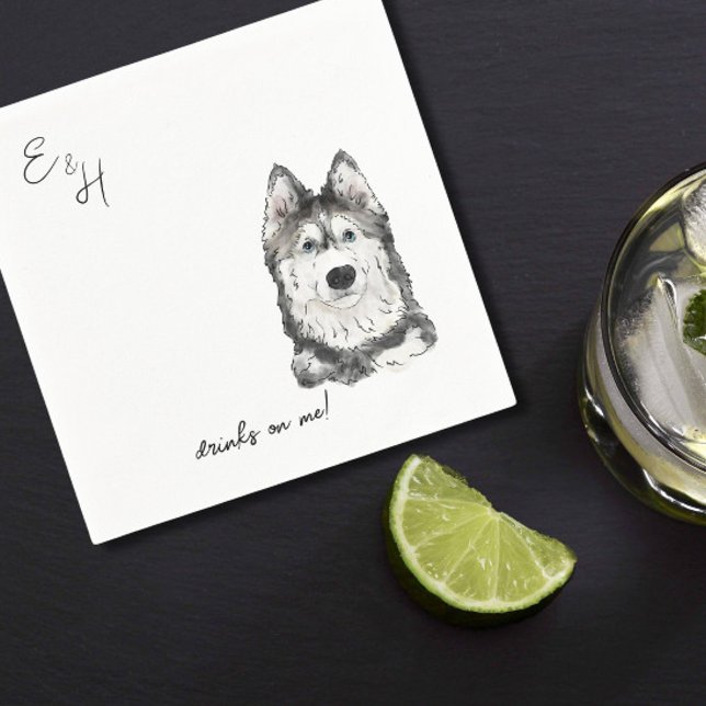 Servilleta De Papel Husky acuarela Boda Cocktail Napkins (Subido por el creador)