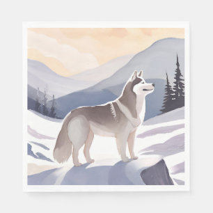Servilleta De Papel Husky de Alaska Acuarela de Mountain Dog