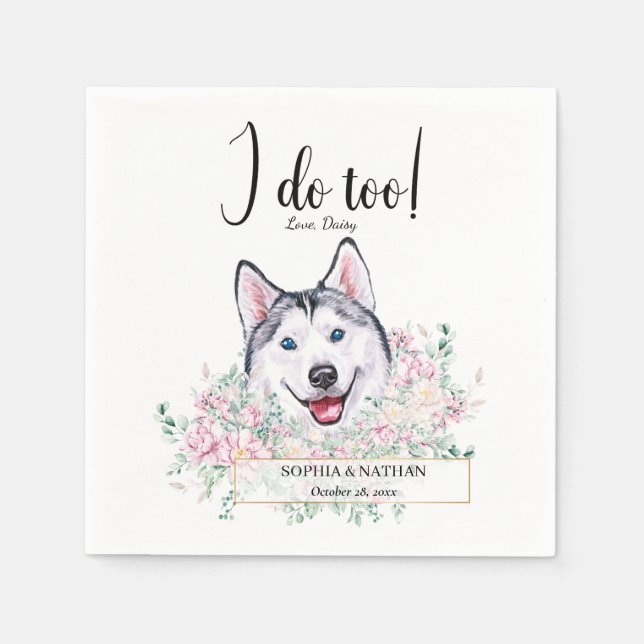 Servilleta De Papel Husky Dog Boda Cocktail Napkins (Anverso)