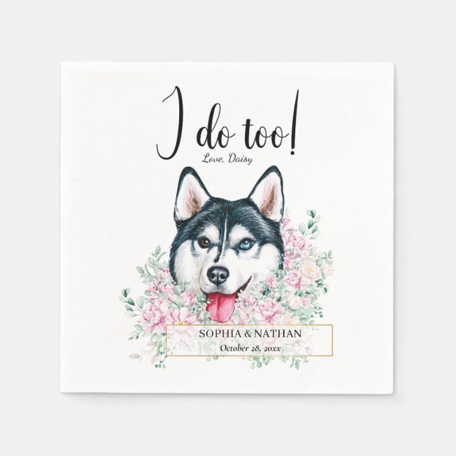 Servilleta De Papel Husky Dog Boda Cocktail Napkins (Anverso)