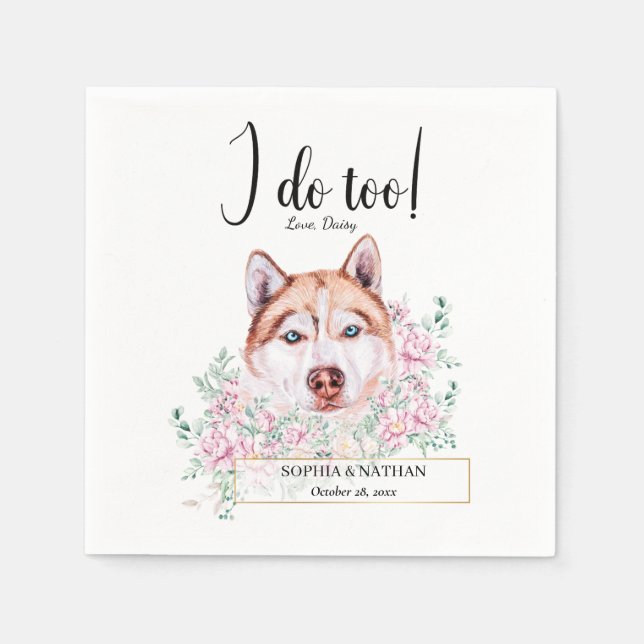 Servilleta De Papel Husky Dog Boda Cocktail Napkins (Anverso)