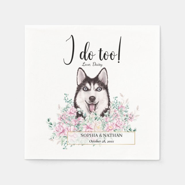 Servilleta De Papel Husky Dog Boda Cocktail Napkins (Anverso)