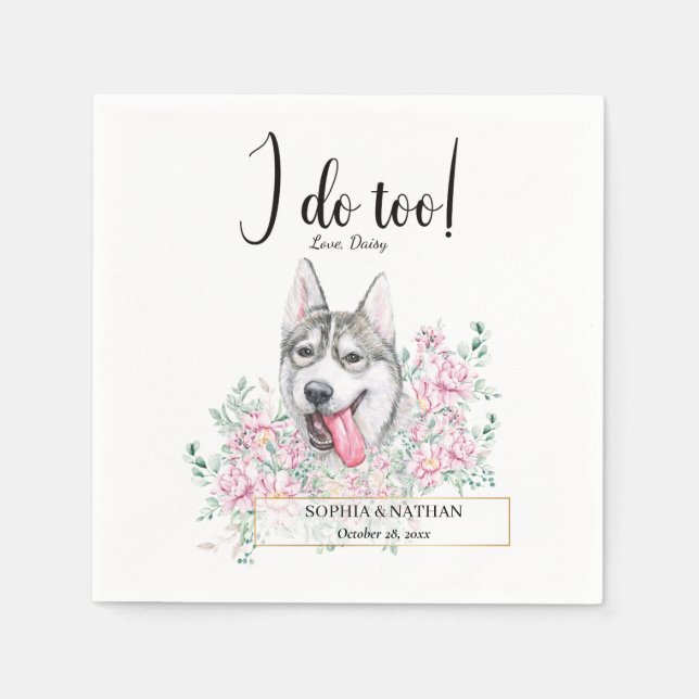 Servilleta De Papel Husky Dog Boda Cocktail Napkins (Anverso)