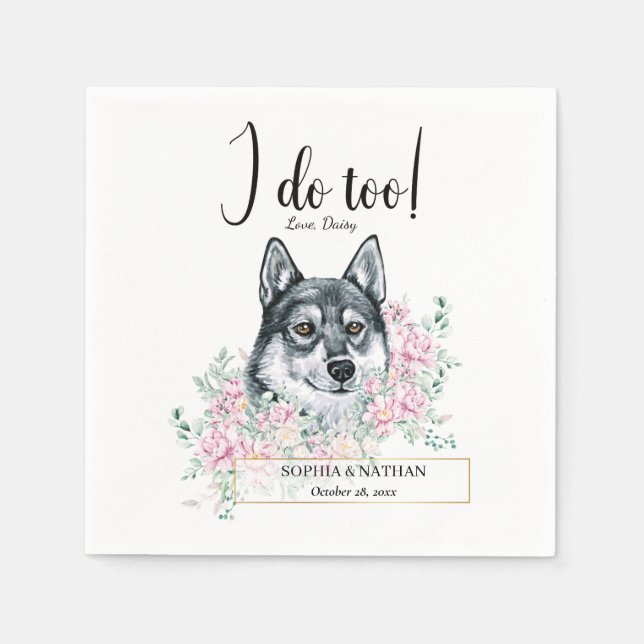 Servilleta De Papel Husky Dog Boda Cocktail Napkins (Anverso)