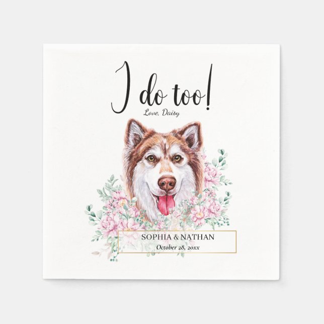 Servilleta De Papel Husky Dog Boda Cocktail Napkins (Anverso)