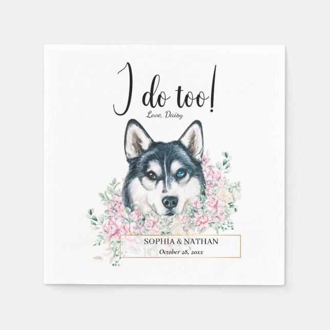 Servilleta De Papel Husky Dog Boda Cocktail Napkins (Anverso)