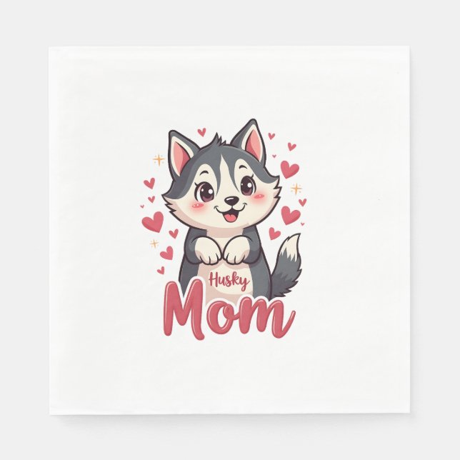 Servilleta De Papel Husky Dog Mom Cute Kawaii Design (Anverso)
