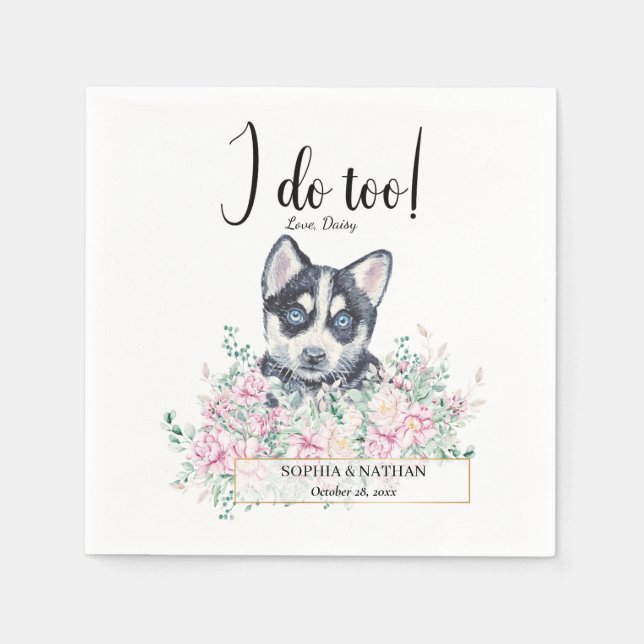 Servilleta De Papel Husky Puppy Dog Boda Cocktail Napkins (Anverso)