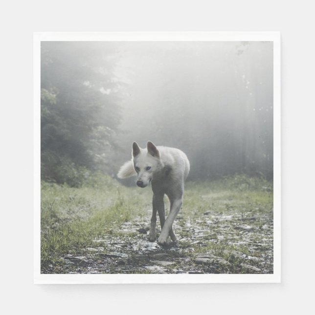 Servilleta De Papel Husky Siberiano Blanco (Anverso)