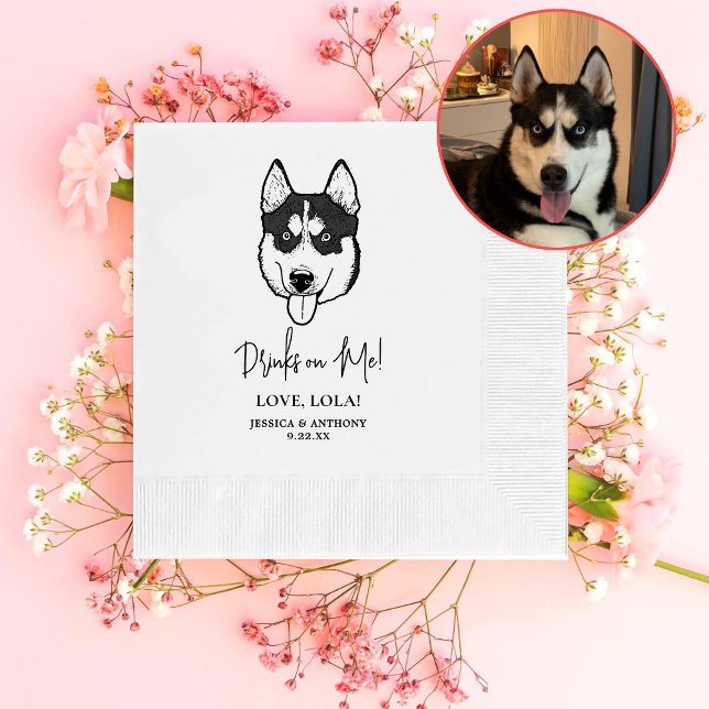 Servilleta De Papel Husky Sibir perro me toma bebidas personalizadas (Subido por el creador)