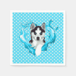 Servilleta De Papel Husky Welpe blau Herz Punkte