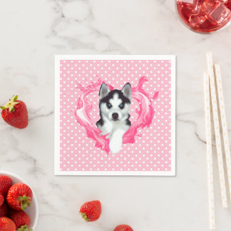 Servilleta De Papel Husky Welpe rosa Herz Punkte