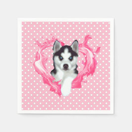 Servilleta De Papel Husky Welpe rosa Herz Punkte