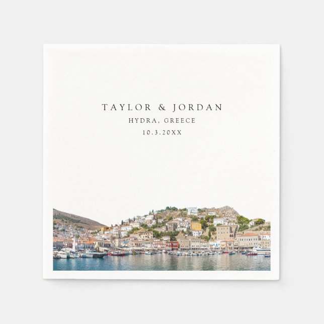 Servilleta De Papel Hydra Grecia Boda Papel Cocktail Napkin (Anverso)