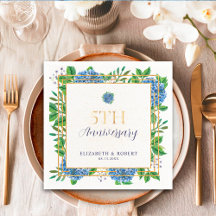 Hydrangea azul dorado 5° aniversario Boda