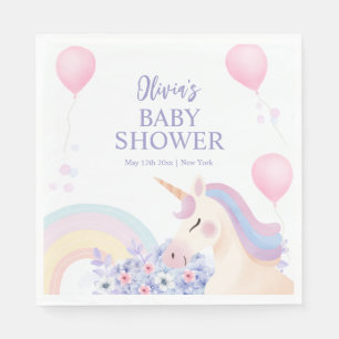Servilleta De Papel Hydrangea Balloon Rainbow Unicorn Baby Shower