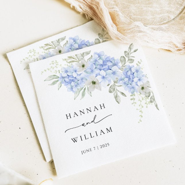 Servilleta De Papel Hydrangea Blue Floral Boda Papel Napkin (Subido por el creador)