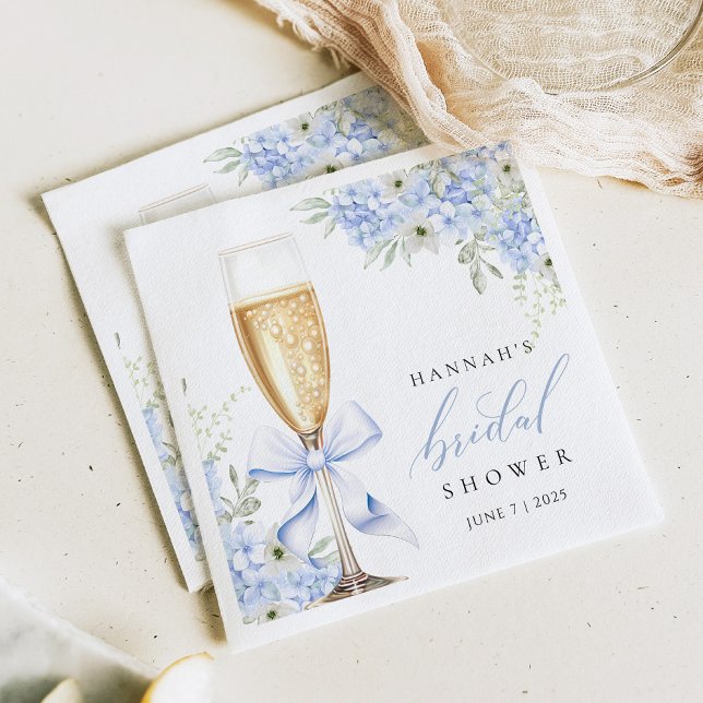 Servilleta De Papel Hydrangea Blue Floral Bridal Shower Paper Napkin (Subido por el creador)