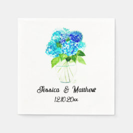 Servilleta De Papel Hydrangea Blue Watercolor Bodas de naturaleza flor
