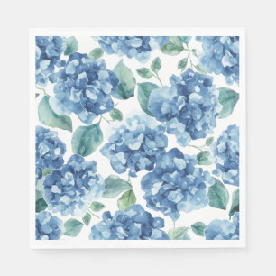 Servilleta De Papel Hydrangea Blues Patrón de flores de acuarela en