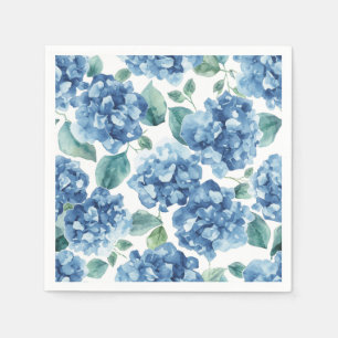 Servilleta De Papel Hydrangea Blues   Patrón de flores de acuarela en 