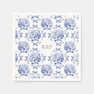 Servilleta De Papel Hydrangea Bow de Blue Toile Preppy con nombre