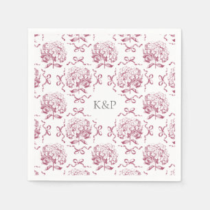 Servilleta De Papel Hydrangea Bow del tocador rosado preppy con nombre