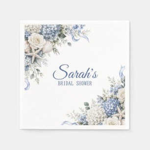 Servilleta De Papel Hydrangea Coastal Bridal Shower Personalizada