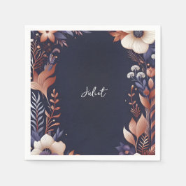 Servilleta De Papel Hydrangea Metallic Pure Navy Blue Bridal Shower