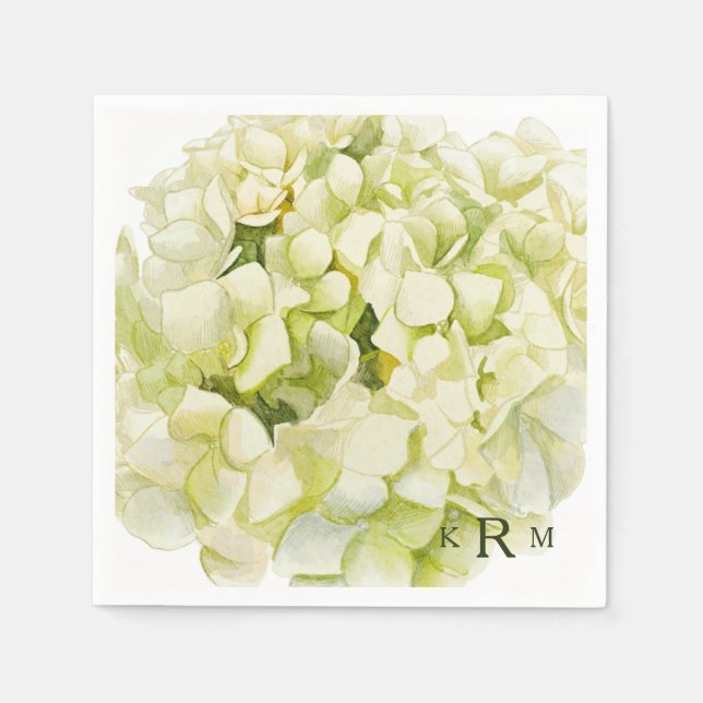 Servilleta De Papel Hydrangea Monogram Cocktail Napkins (Anverso)