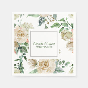 Servilleta De Papel Hydrangea Rosa Crema Beige Novia Novio Boda