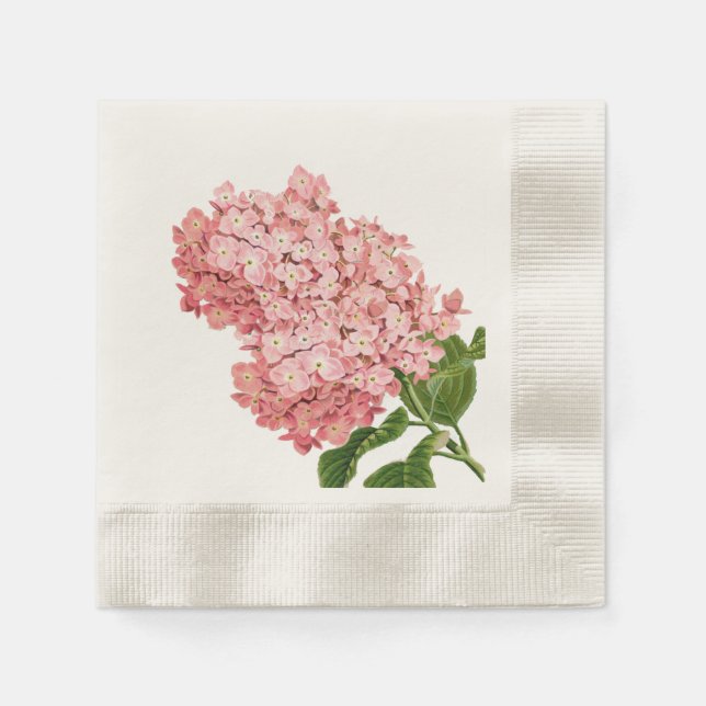 Servilleta De Papel Hydrangea Rosa Vintage, Personalizado (Anverso)