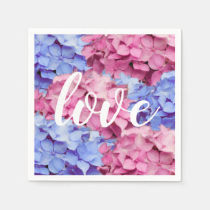 Servilleta De Papel Hydrangeas azul cielo rosa y bebé