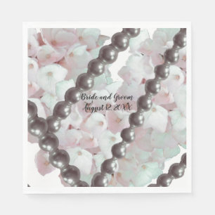 Servilleta De Papel Hydrangeas rosa y pañales de papel Boda Pearls